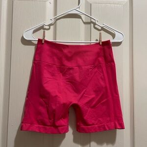 High Waisted Hot Pink Booty Scrunch Biker Shorts (M)